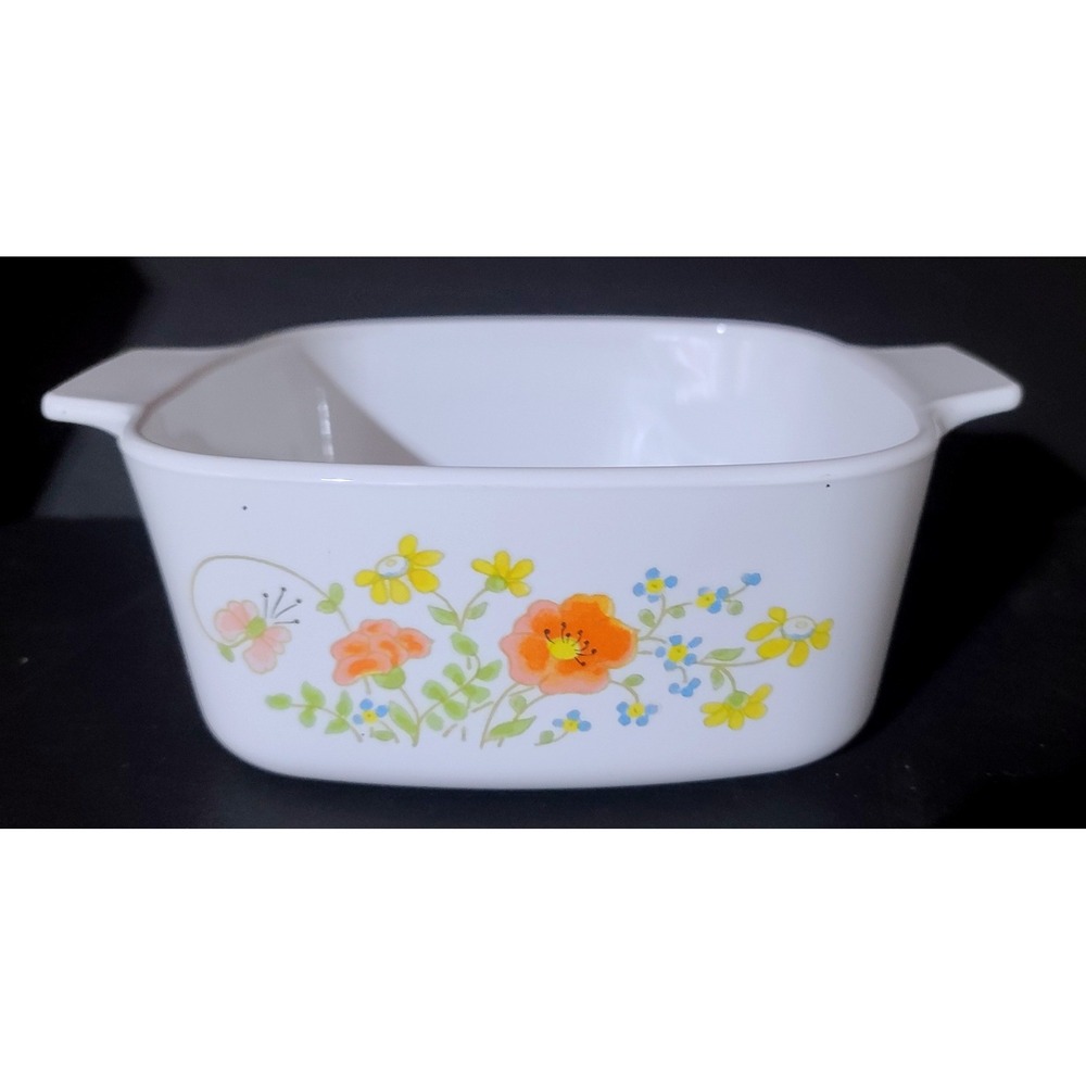 Vintage Corning Ware Wildflower 1.5 Qt Casserole Dish Square Bakeware NO LID